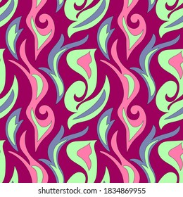 Abstract vintage background. Vector graphics ornate shapes green, pink, purple