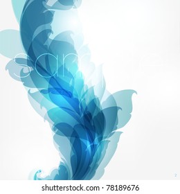 Abstract vintage blue background for design with leafs and flowers. Retro eps 10