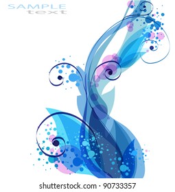 Abstract vintage blue background for design with flowers