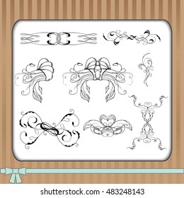 Abstract vintage borders vector set. Hand drawn ornamental frames for greetings and invitations. Floral elements of decor. Universal vintage ornaments for decor and design.