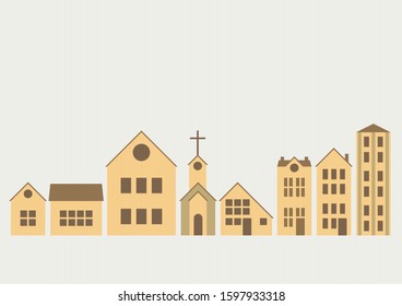 Abstract Vintage Buildings and Houses in Cardboard Paper Style, Suitable for Background and Scrapbook.
