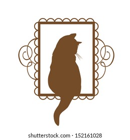 Abstract Vintage Cat Design Over White