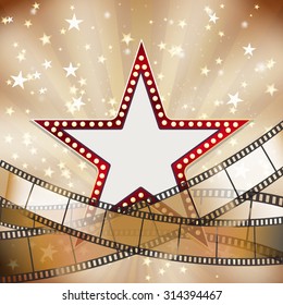 abstract vintage cinema background with red star 