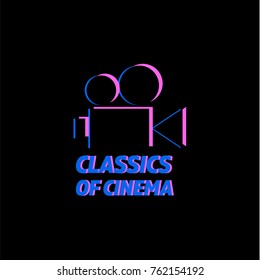 Abstract vintage classic camera for shooting movies and photos in a minimal logo design vector image style