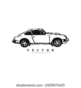 Ilustración vectorial abstracta vintage del logotipo del coche del músculo clásico