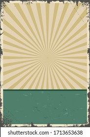 Abstract vintage colorful template with blank green frame and radial rays background vector illustration
