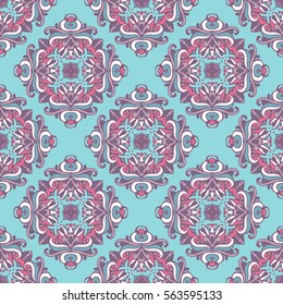 Abstract vintage damask tiles seamless ornamental vector pattern for fabric
