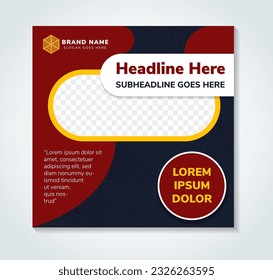 abstract vintage design sale banner for social media post template. Dot halftone pattern elements. Space for photo collage.combination red, yellow and dark purple colors.