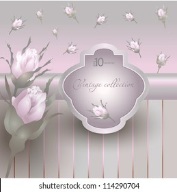 abstract vintage elegant vector background with with vegetative, floral ornament