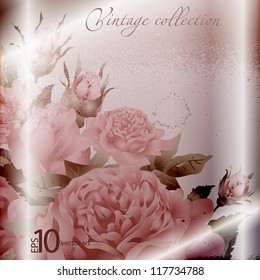 abstract vintage elegant vector background with with vegetative, floral ornament