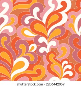 Abstract vintage fashion print. Retro groovy 60s 70s vector seamless pattern. Old school psychedelic hippie design for package, branding, textile, stationery, wraping paper, gift cards, any surface