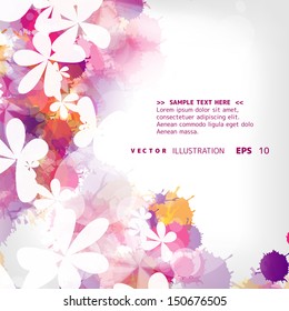 abstract vintage floral background with color splash