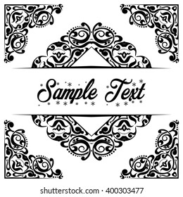 Abstract vintage floral frame. Floral border for invitation .