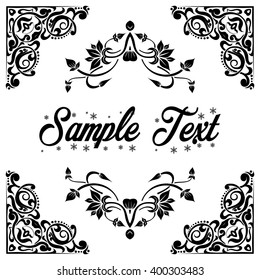 Abstract vintage floral frame. Floral border for invitation .
