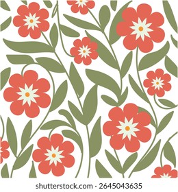 Abstract vintage flower pattern. Blooming spring and summer flowers, Hand-drawn botanical element,Doodle floral background,minimal botanical art,cute basic nature shapes wallpaper.
