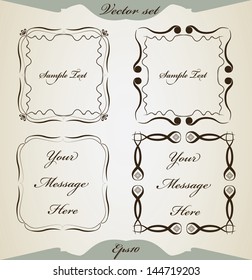 Abstract vintage frame set. Isolated calligraphy label collection.