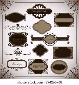 Abstract vintage frame vector templates with copy space.