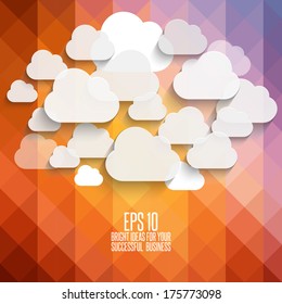 Abstract, vintage geometric background with clouds
