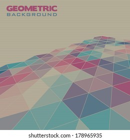 Abstract vintage geometric background with triangles on old textured paper