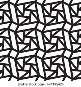 Abstract vintage geometric lines pattern seamless black and white background wallpaper. Vector illustration