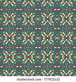 Abstract vintage geometric mosaic decorative seamless pattern. Retro background, wallpaper, backdrop.