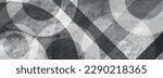 Abstract vintage geometric pattern with grunge paper texture. Gray background with white circle rings in faded distressed vintage grunge texture design.	
