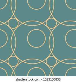 Abstract vintage geometric seamless pattern of beige circles on a light blue background