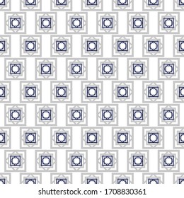 Abstraktes geometrisches Vintage-Muster, nahtlos.Blauer Hintergrund. Vektorillustration