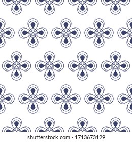 Abstract vintage geometric seamless pattern. Blue background. Vector illustration