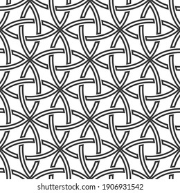 Abstract vintage geometric seamless pattern. Celtic seamless pattern. Geometric lattice ornament. Vector black and white background.