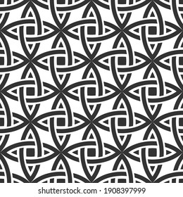 Abstract vintage geometric seamless pattern. Celtic seamless pattern. Geometric lattice ornament. Vector black and white background.