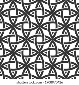 Abstract vintage geometric seamless pattern. Celtic seamless pattern. Geometric lattice ornament. Vector black and white background.