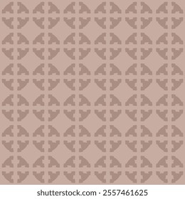 Abstract vintage geometric seamless pattern. Vector texture with simple shapes, crosses, arrows, lattice, grid, tiles. Brown coffee tones. Repeated modular background. Geo design for decor, textile