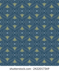 abstract vintage geometric wallpaper pattern seamless background. Vector illustration Blue Ink Pattern Texture. Wall print drawing. Endless Template Batik