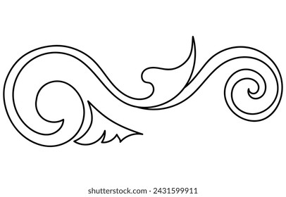 Abstract vintage graphic element Rolling black lines on a white background
