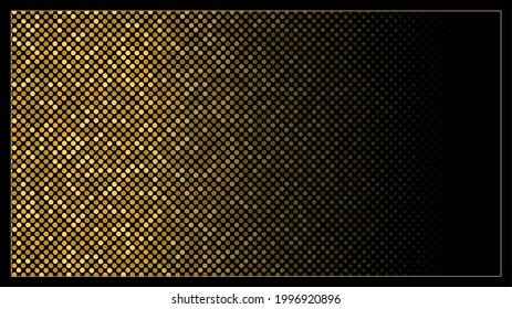 Abstract vintage halftone horizontal template with golden dotted effects and rectangular frame vector illustration
