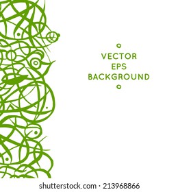 Abstract vintage hand-made print with grass pattern. Can be used as a frame for invitation, card, banner, thank you card, wedding and birthday events. 