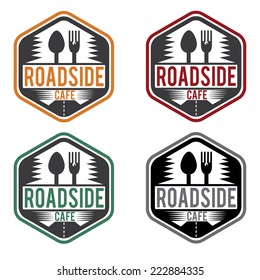 Abstract vintage label with text roadside cafe