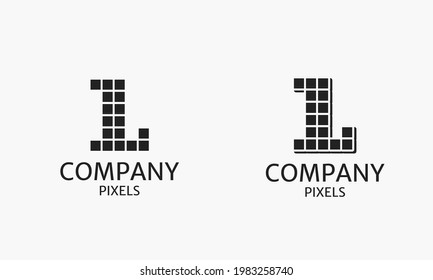 Abstract vintage letter L pixels logo vector design for digital company