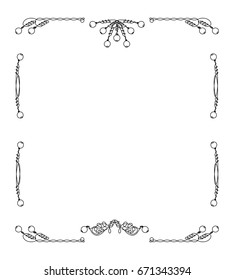 Abstract vintage line frame. Vector illustration.