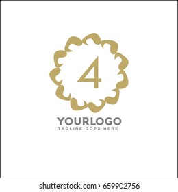 Abstract vintage logo. Letter 4