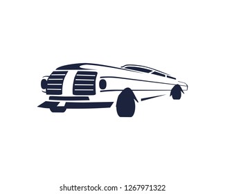 Abstract vintage luxury car monochrome simple silhouette