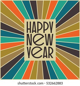 Abstract vintage mid century new yearâ??s card design. Abstract geometric space background.