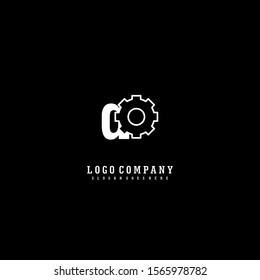 abstract vintage monogram white gear AO logo letter simple design concept.