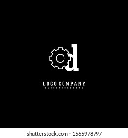 abstract vintage monogram white gear OD logo letter simple design concept.