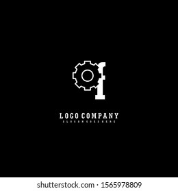 abstract vintage monogram white gear OF logo letter simple design concept.