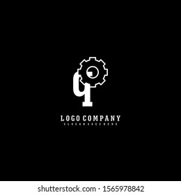 abstract vintage monogram white gear QO logo letter simple design concept.