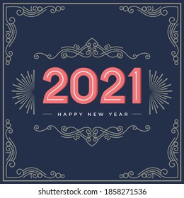 Abstract vintage new year 2021 background design template
