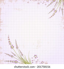 Abstract Vintage Notepad Notebook in a Cage Lavender Floral Decorated 