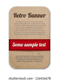 Abstract vintage old paper banner / sticker / badge with red ribbon